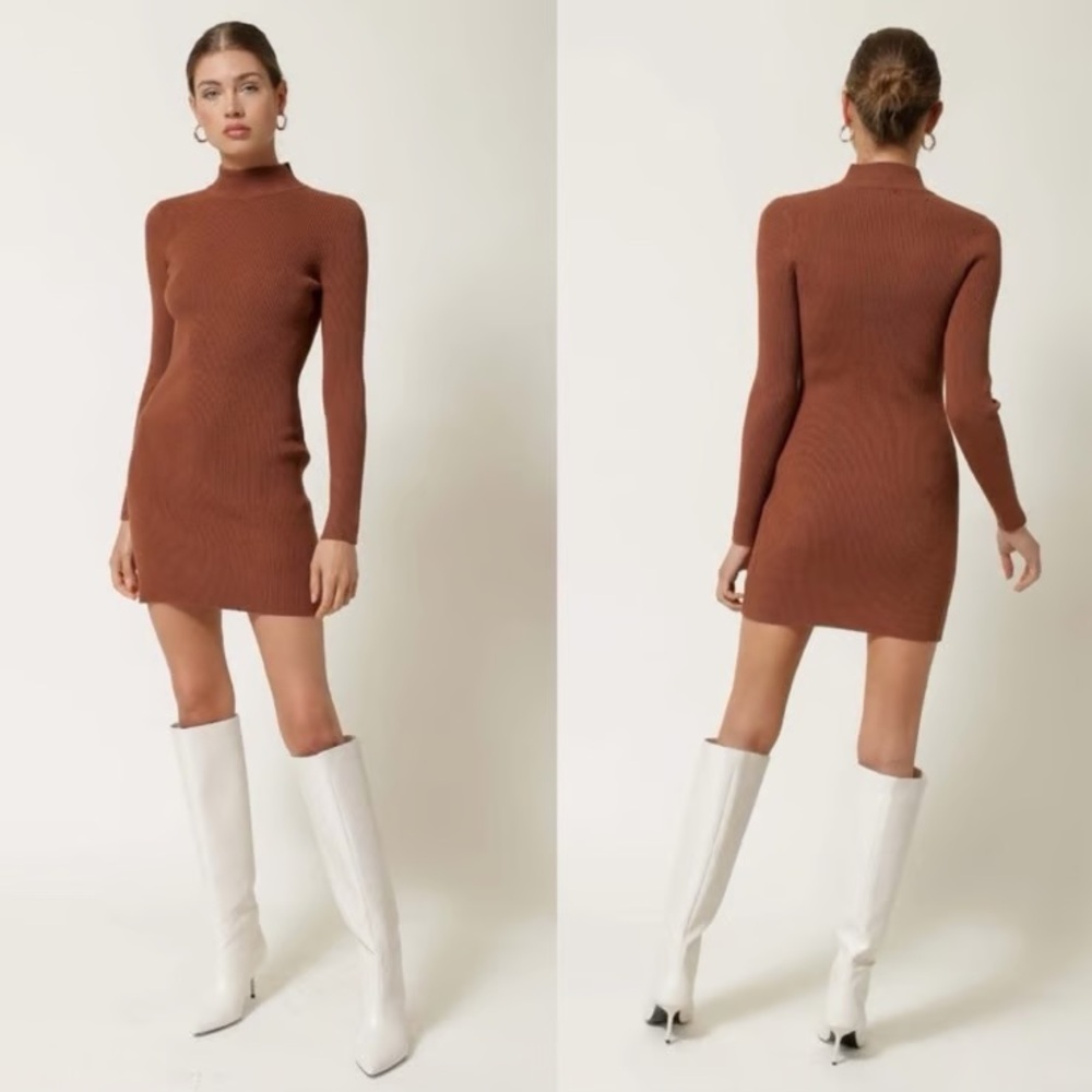 Line & Dot- Reiss Mini Dress in Chocolate- LINE & DOT